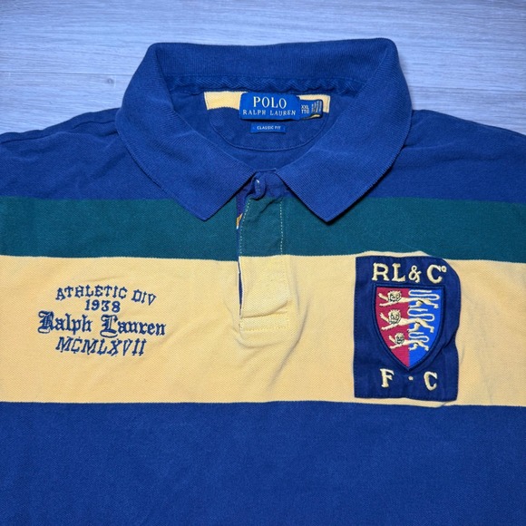 Polo Ralph Lauren Striped Lions Crest Shirt Athletic Division Multicolor SZ  2XL - Picture 4 of 7